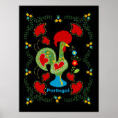 Portugese haan van geluk in groene kleur poster (Voorkant)