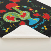 Portugese haan van geluk in groene kleur sherpa deken (3/4)