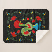 Portugese haan van geluk in groene kleur sherpa deken (Voorkant (horizontaal))