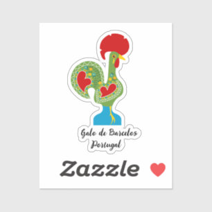 Portugese haan van geluk in groene kleur sticker