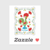 Portugese haan van geluk in groene kleur sticker (Vel)