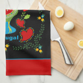 Portugese haan van geluk in groene kleur theedoek (Quarter Fold)