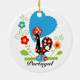 Portugese Haan van Geluk Keramisch Ornament