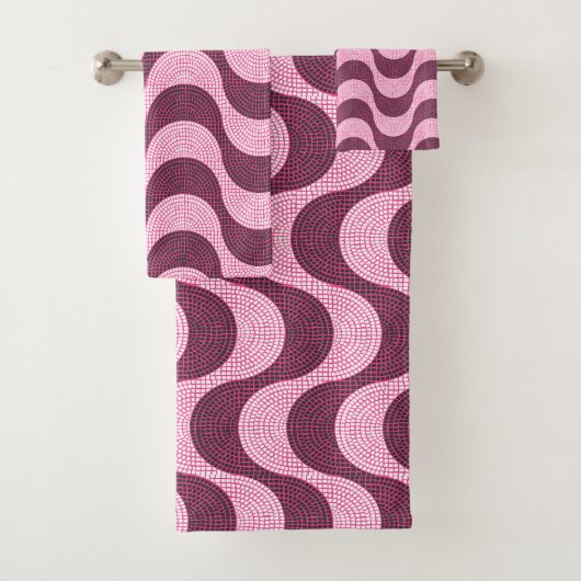 Portugese kasseien golven in modern roze bad handdoek (Insitu)