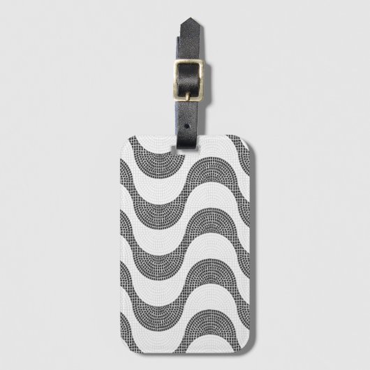 Portugese kasseien zwart-witte golven bagagelabel (Voorkant (verticaal))