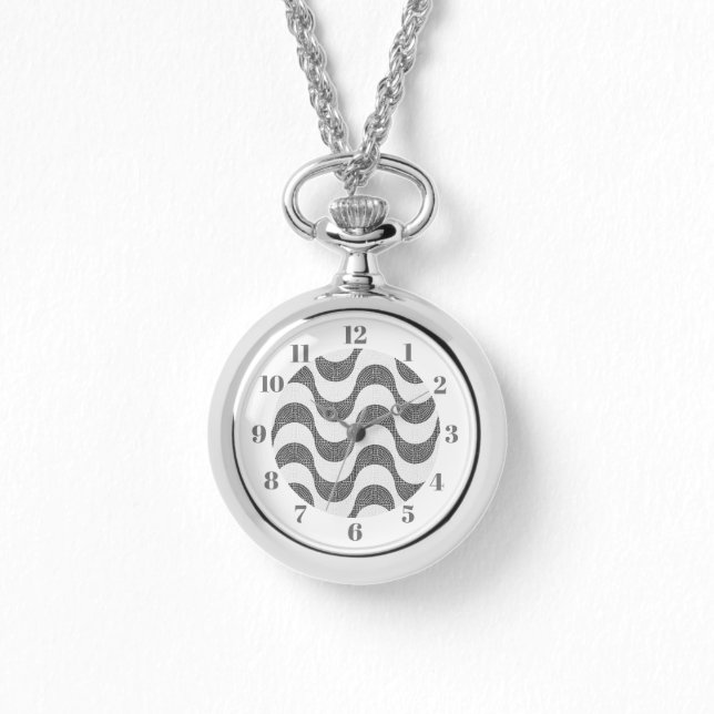 Portugese kasseien zwart-witte golven horloge (Voorkant)