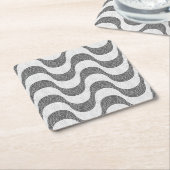 Portugese kasseien zwart-witte golven kartonnen onderzetters (Schuin)