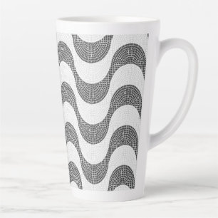 Portugese kasseien zwart-witte golven latte mok