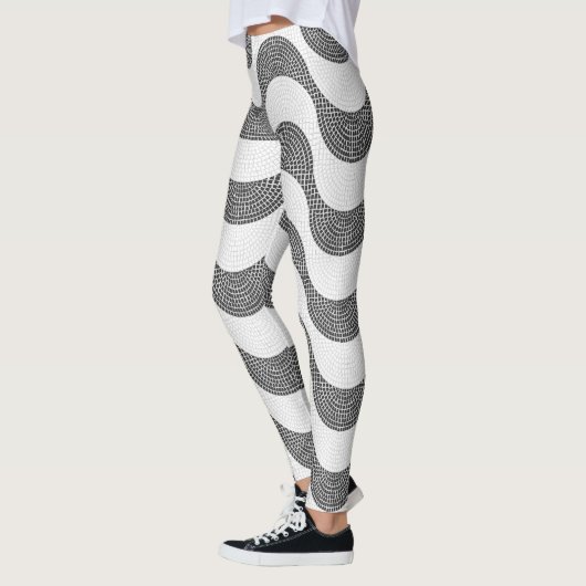 Portugese kasseien zwart-witte golven leggings (Links)