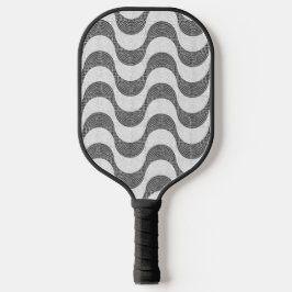 Portugese kasseien zwart-witte golven pickleball paddle