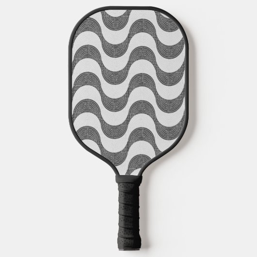 Portugese kasseien zwart-witte golven pickleball paddle (Voorkant)