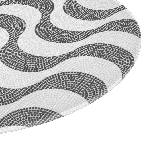 Portugese kasseien zwart-witte golven snijplank (Hoek)