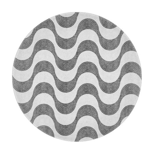 Portugese kasseien zwart-witte golven snijplank (Voorkant)