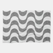 Portugese kasseien zwart-witte golven theedoek (Horizontaal)