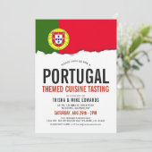 Portugese keuken | Flag White Invite Kaart (Staand voorkant)