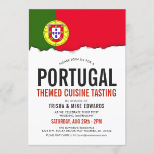 Portugese keuken   Flag White Invite Kaart