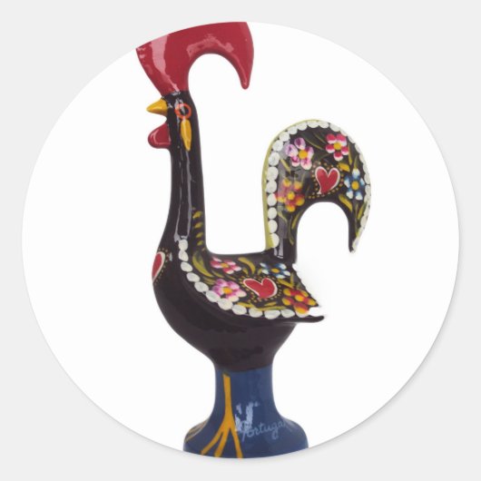 Portugese Lucky Rooster Ronde Sticker (Voorkant)