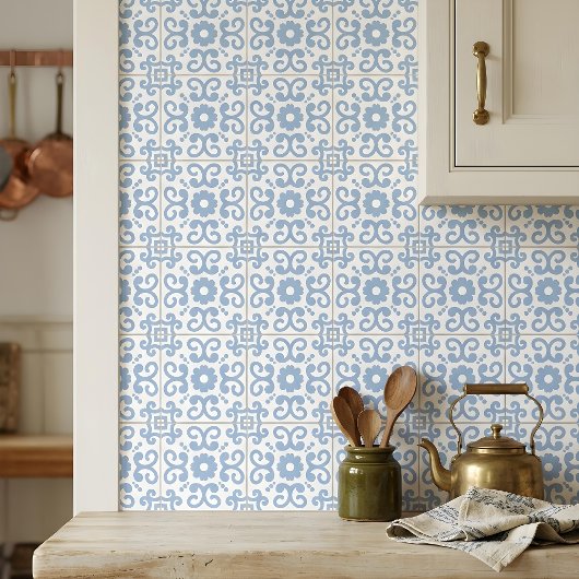 Portugese Mediterraan Lichtblauw Wit 2 Tegeltje