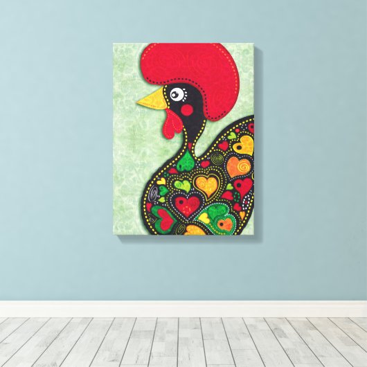 Portugese ooster canvas afdruk (Insitu (Houten vloer))