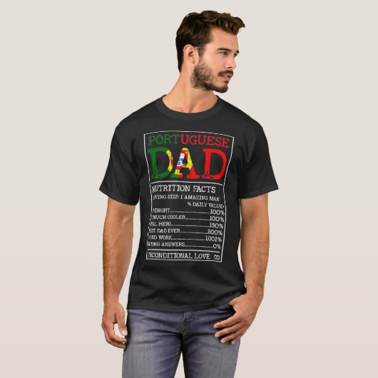 Portugese pap Nutrition Facts Funny Portugal T-shirt (Voorkant volledig)