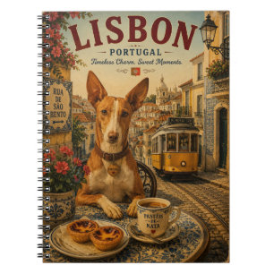 Portugese Podengo in Lissabon Vintage Reis Kunst Notitieboek