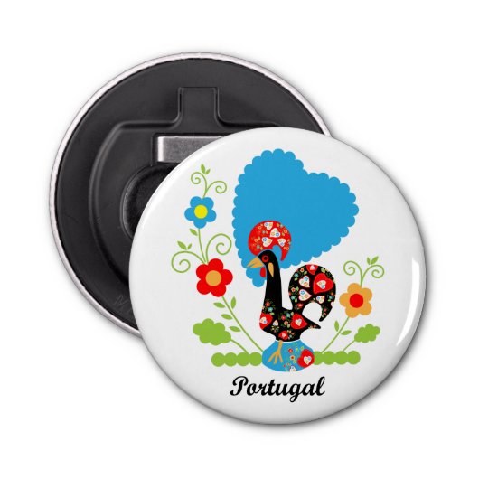 Portugese rooster button flesopener (Voorkant)
