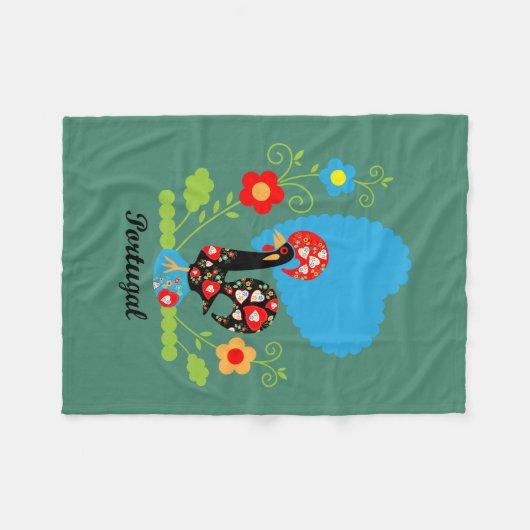 Portugese rooster fleece deken (Voorkant (Horizontaal))