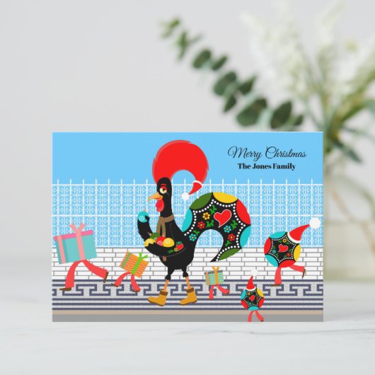 Portugese Rooster Giften en Baubles Parade kaart (Staand voorkant)