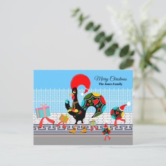Portugese Rooster Gifts en Baubles Parade Briefkaart (Staand voorkant)