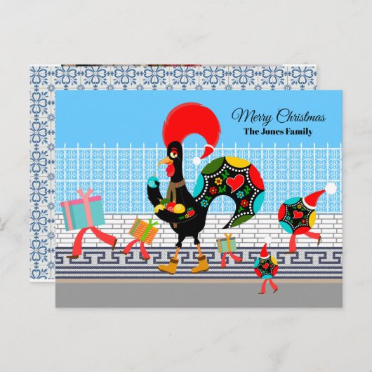 Portugese Rooster Gifts en Baubles Parade Briefkaart (Voorkant / Achterkant)