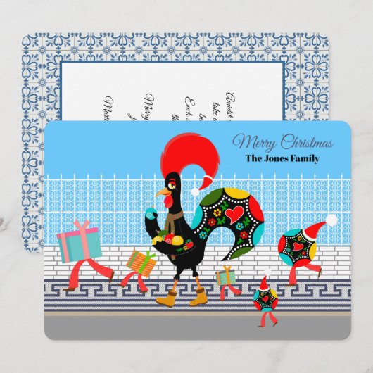 Portugese Rooster Gifts en Baubles Parade Kaart (Voorkant / Achterkant)