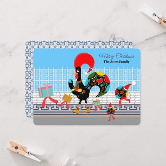 Portugese Rooster Gifts en Baubles Parade Kaart (Voorkant / Achterkant in situ)