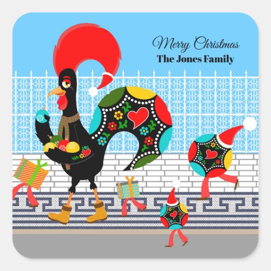 Portugese Rooster Gifts en Baubles Parade Vierkante Sticker (Voorkant)