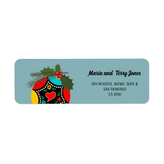 Portugese Rooster holly Kerstbal Etiket (Voorkant)