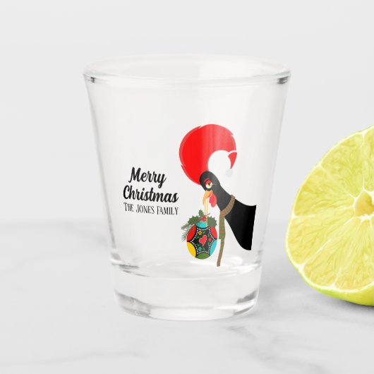 Portugese Rooster Holly Kerstbal Shot Glas (Voorkant)
