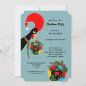 Portugese Rooster holly Kerstmis Bauble Party Kaart (Voorkant)
