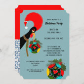 Portugese Rooster holly Kerstmis Bauble Party Kaart (Voorkant / Achterkant)