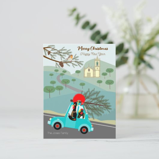 Portugese Rooster Kerstmis feestelijke rit Briefkaart (Staand voorkant)