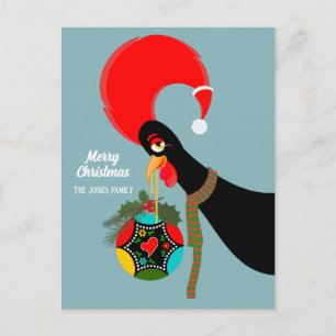 Portugese Rooster Kerstmis holly bauble Feestdagenkaart