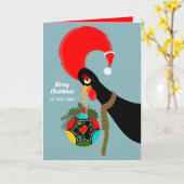 Portugese Rooster Kerstmis holly bauble Kaart (Gele Bloem)