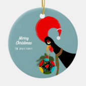 Portugese Rooster Kerstmis holly bauble Keramisch Ornament (Voorkant)