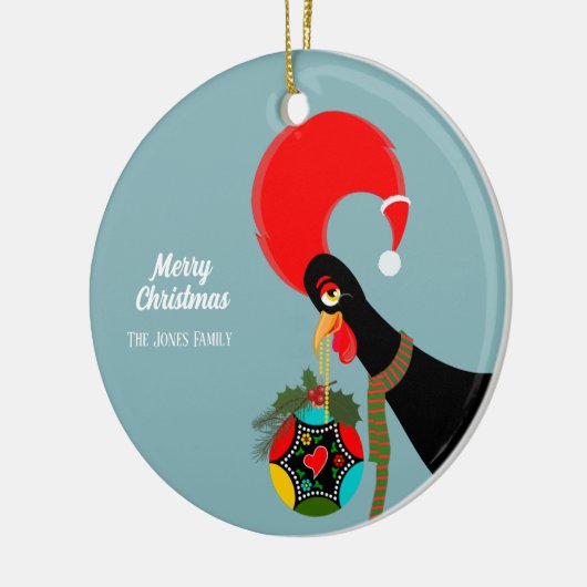 Portugese Rooster Kerstmis holly bauble Keramisch Ornament (Links)