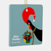 Portugese Rooster Kerstmis holly bauble Keramisch Ornament (Rechts)
