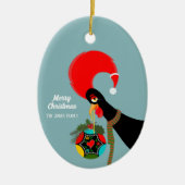 Portugese Rooster Kerstmis holly bauble Keramisch Ornament (Voorkant)