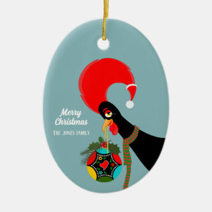 Portugese Rooster Kerstmis holly bauble Keramisch Ornament