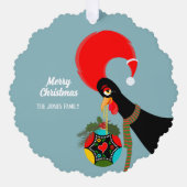 Portugese Rooster Kerstmis holly bauble Ornament Kaart (Voorkant)