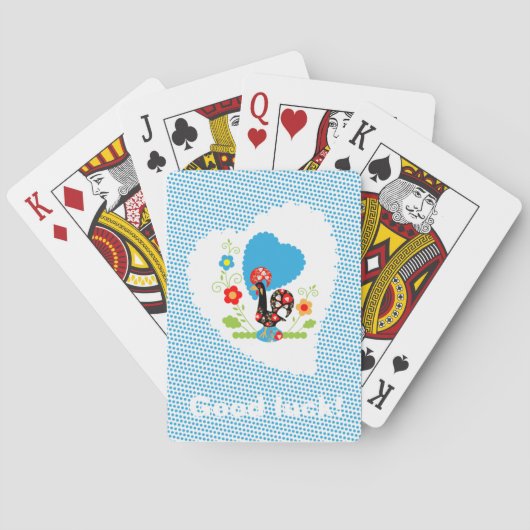 Portugese rooster met blauwe stippen speelkaarten (Achterkant)