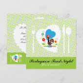 Portugese Rooster met lichtgroene polka-stippen. Kaart (Voorkant / Achterkant)