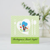 Portugese Rooster met lichtgroene polka-stippen. Kaart (Staand voorkant)