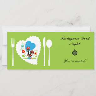 Portugese Rooster met lichtgroene polka-stippen. Kaart